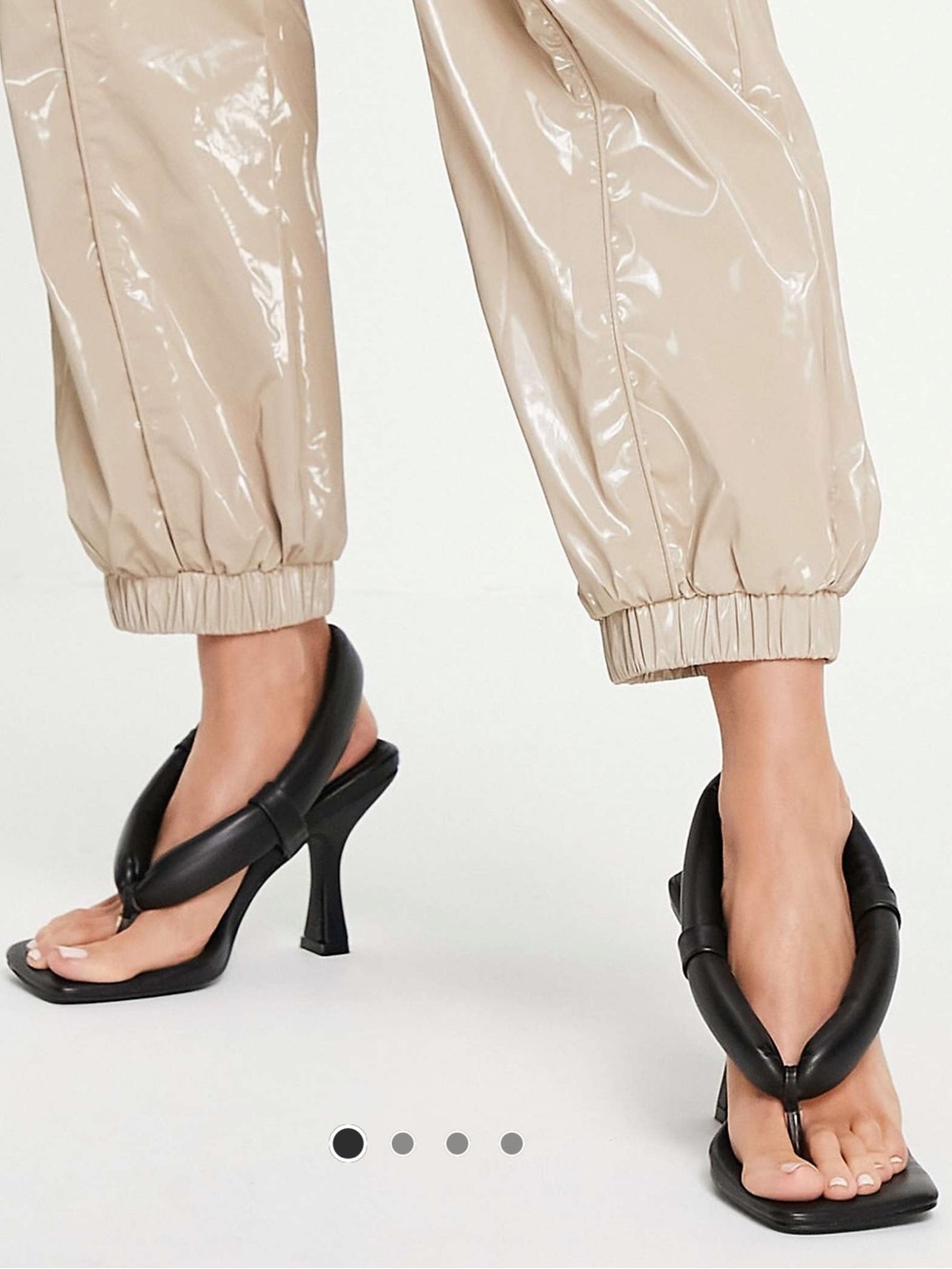 Public Desire Black Padded Toe-Post Heeled Sandals